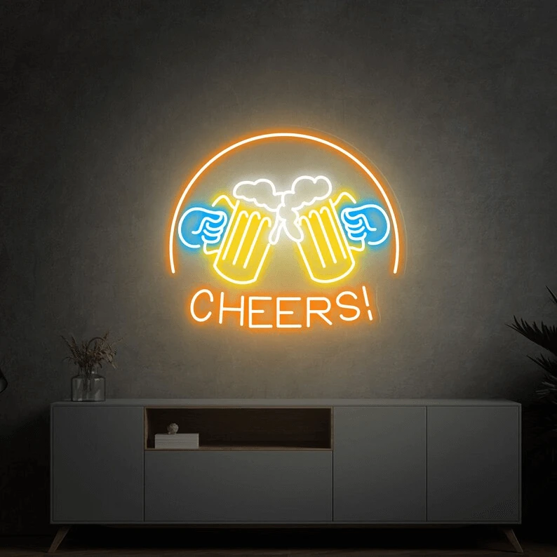 Beer Cheers Neon Signs Lights Bar Art Wall Decor by Neonchics