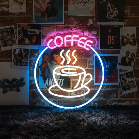 Coffee Neon Sign Round Neon Sign by Neonchics