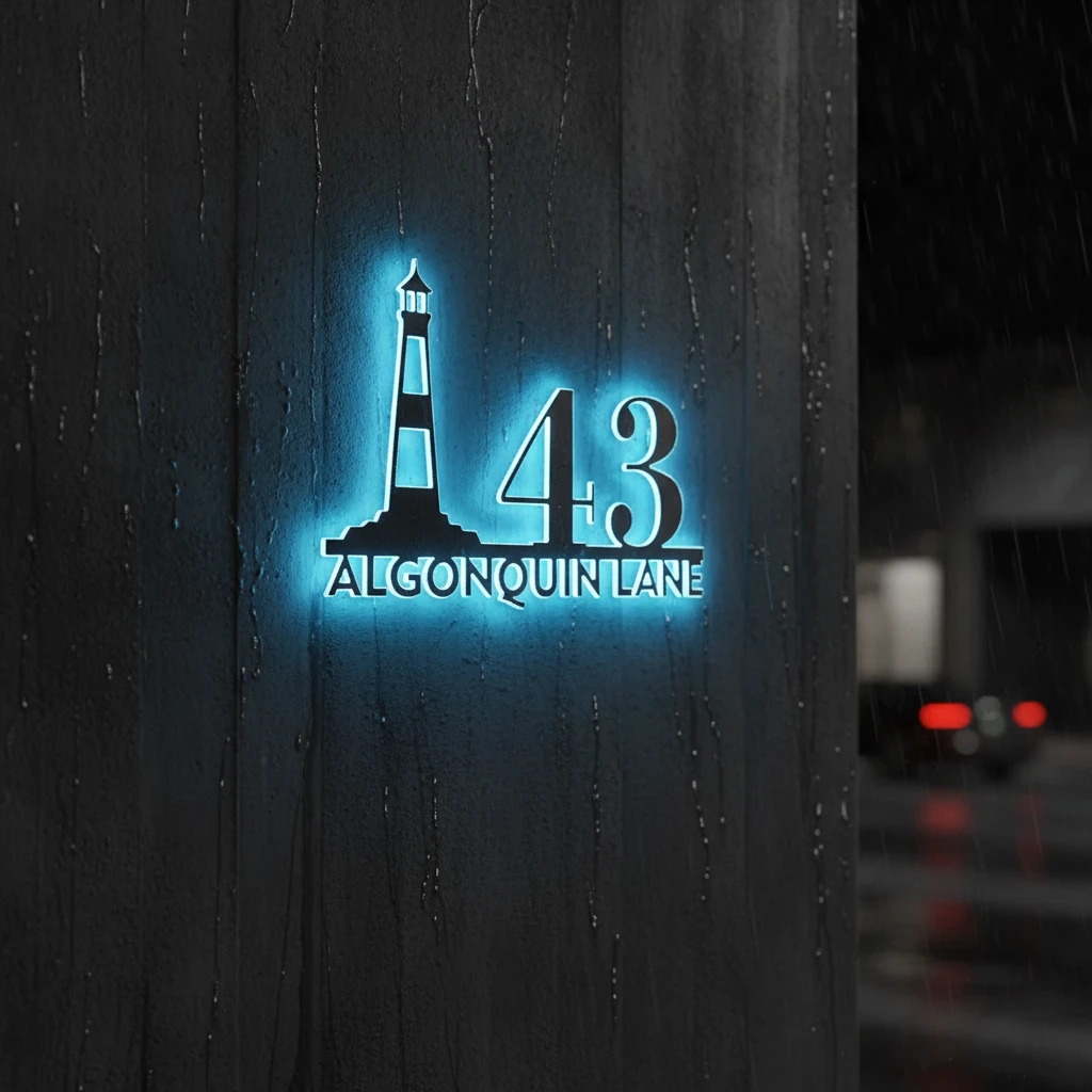 Custom Metal House Number Sign Address Plaque by Neonchics