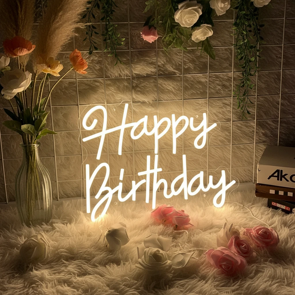 Happy Birthday Neon Sign for Party Decor by Neonchics