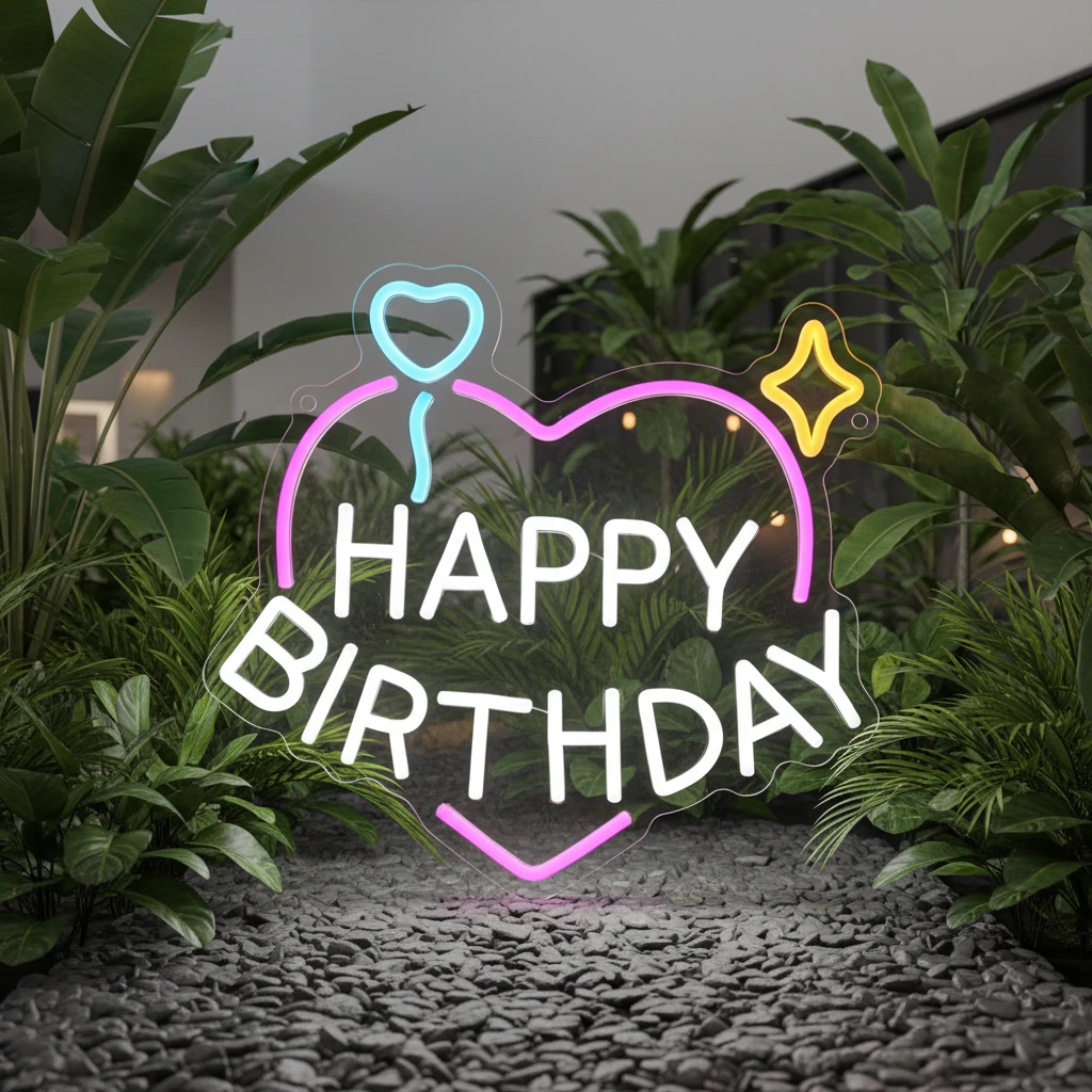 Heart Happy Birthday Neon Signs by Neonchics