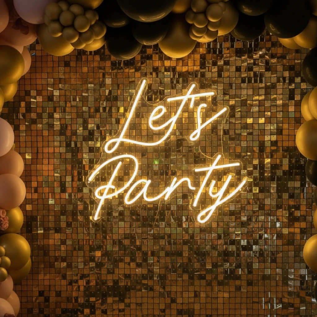 Let's Party Neon Sign for Party Event Decor by Neonchics
