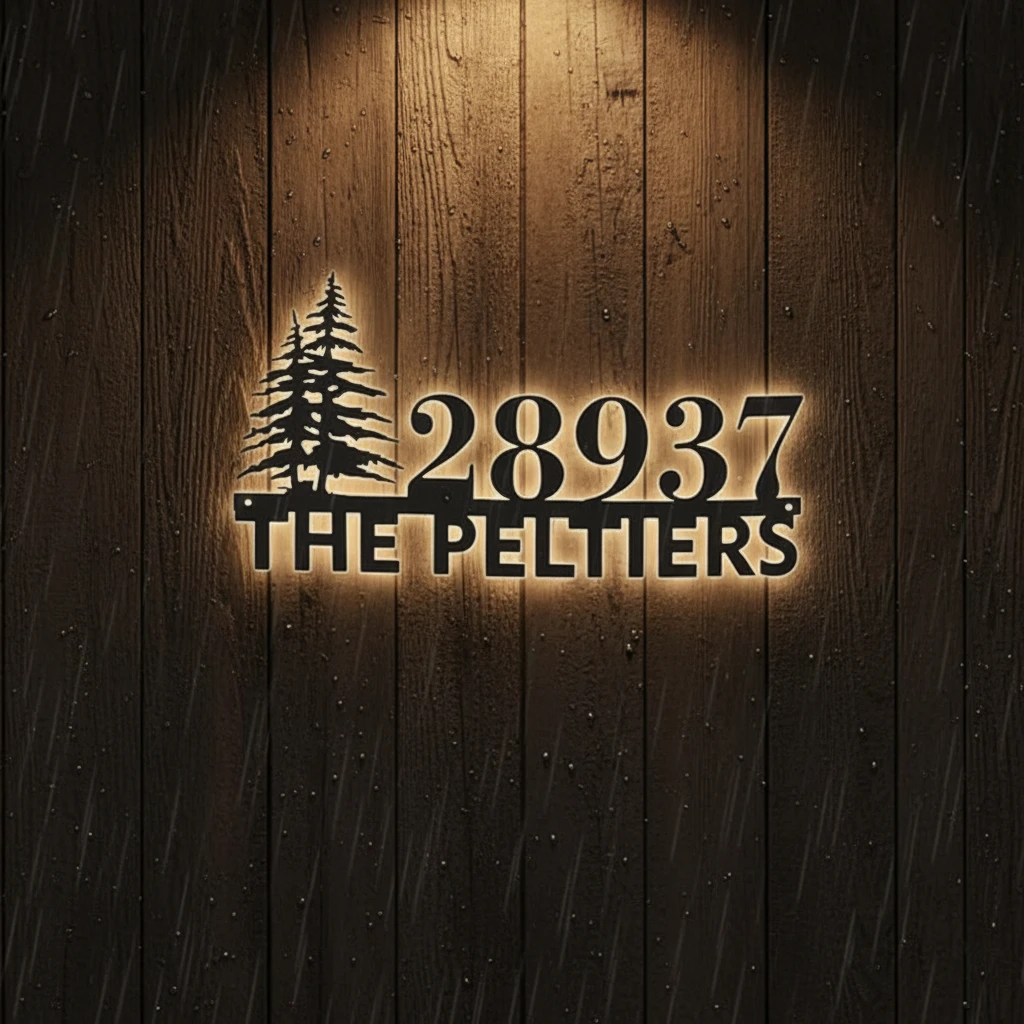 Custom Metal House Number Sign Address Plaque by Neonchics