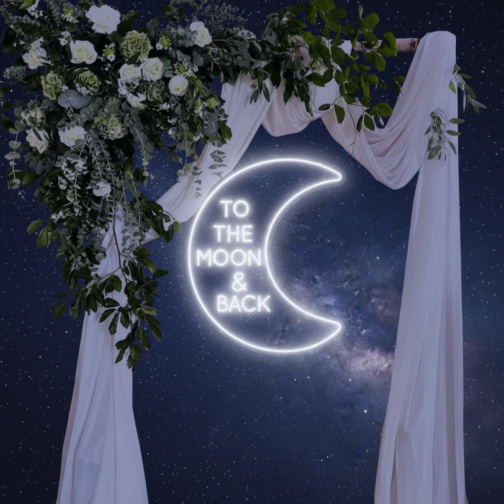 To The Moon&Back Mirror Neon Sign by Neonchics