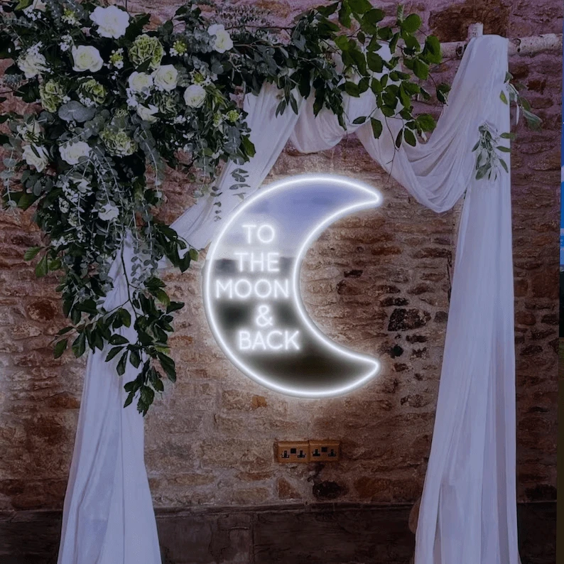 To The Moon&Back Mirror Neon Sign by Neonchics