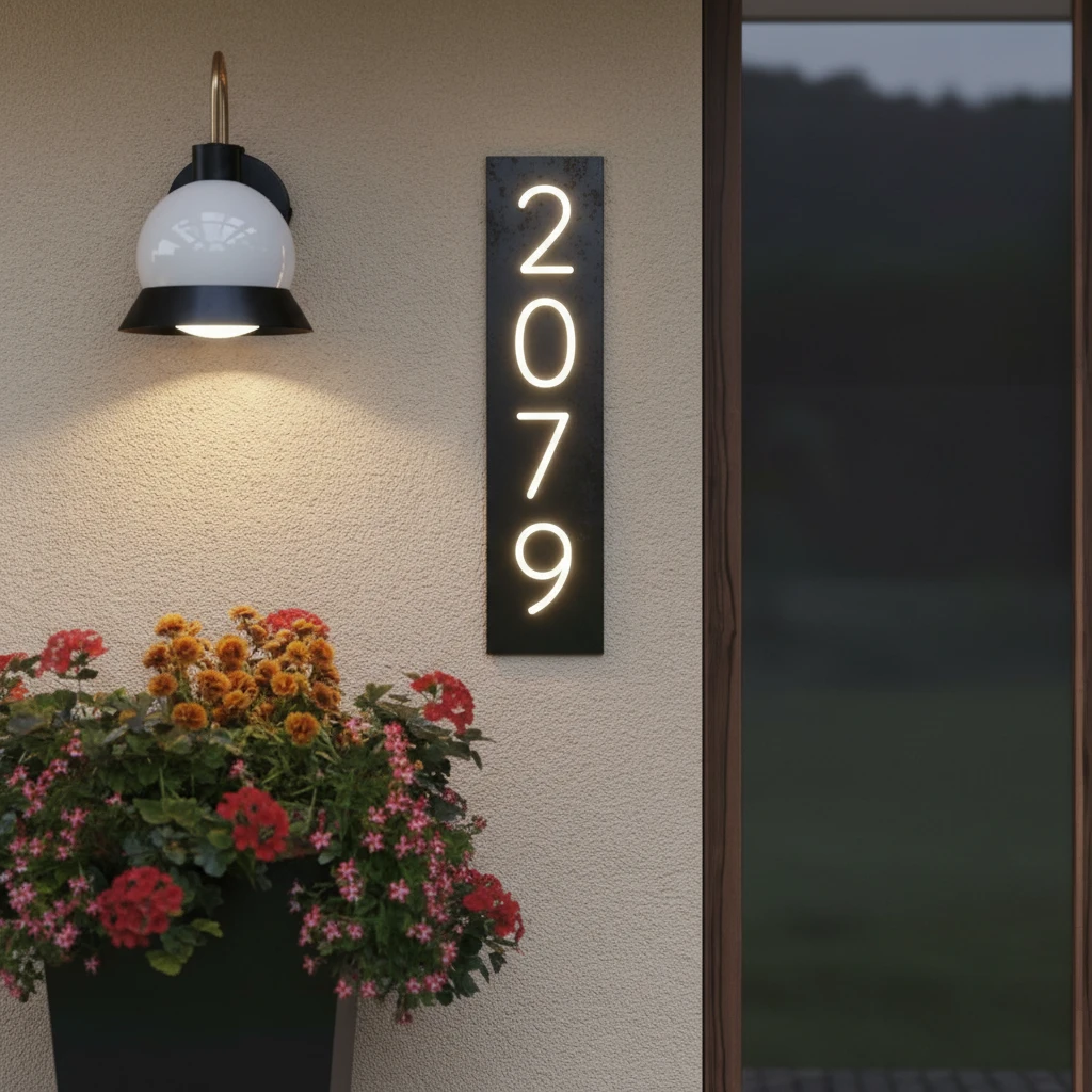 Personalized House Number Plaque Custom Address Plaque by Neonchics