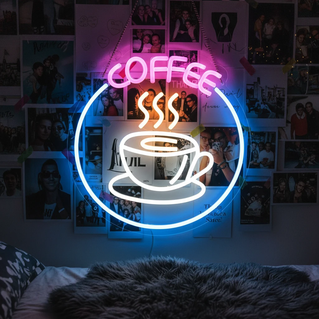 Coffee Neon Sign Round Neon Sign by Neonchics