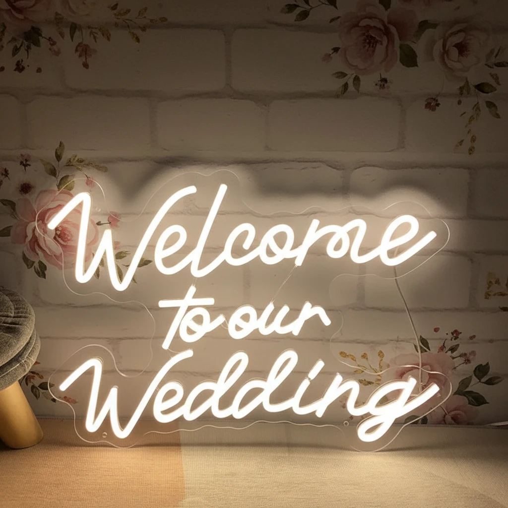 Welcome To Our Wedding Neon Sign for Wedding Party Decor by Neonchics