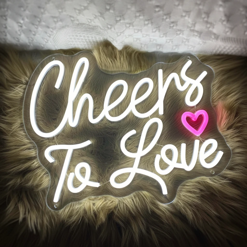 Cheers to Love Neon Sign Valentines Neon Sign by Neonchics