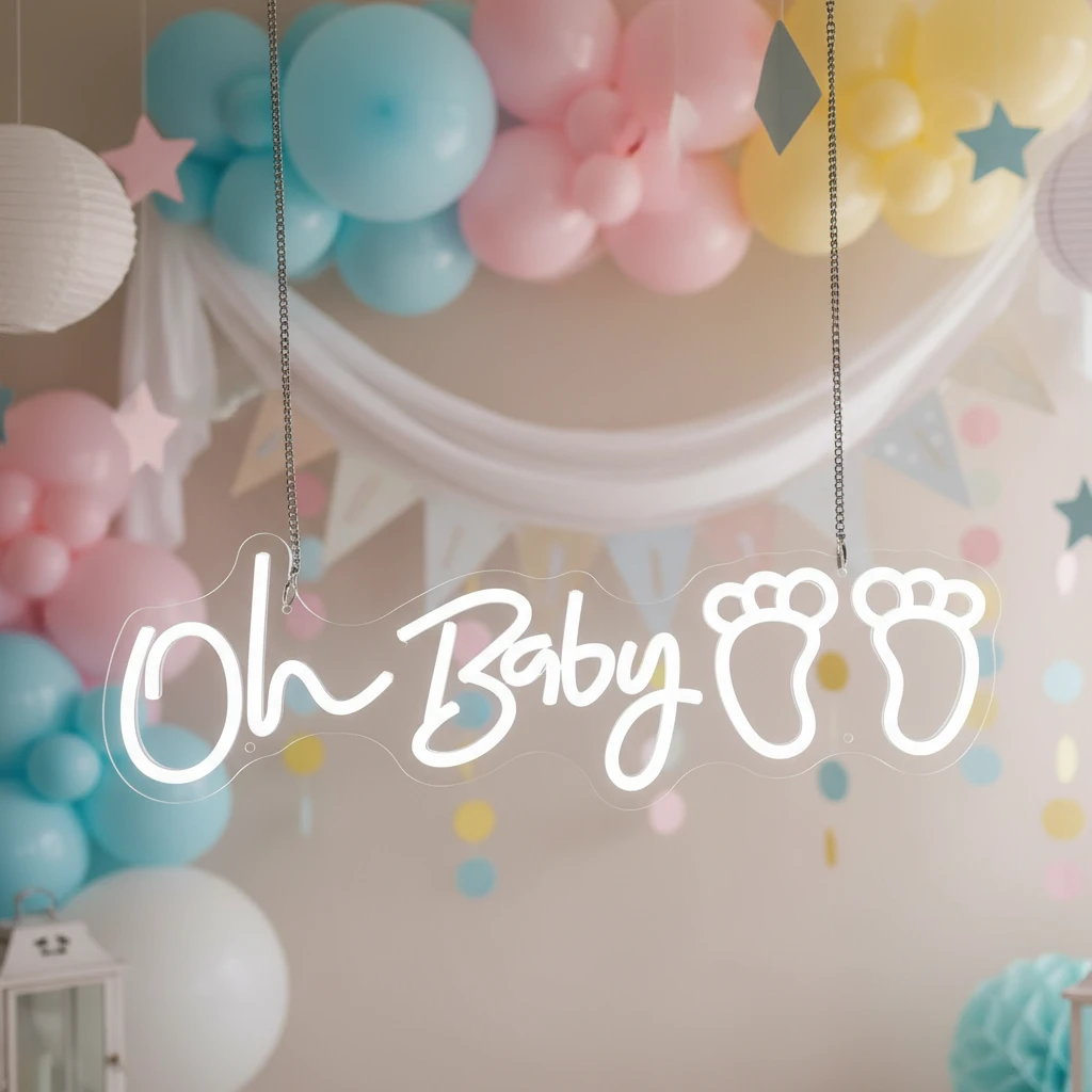 Oh Baby Neon Sign Custom Baby Shower Sign by Neonchics