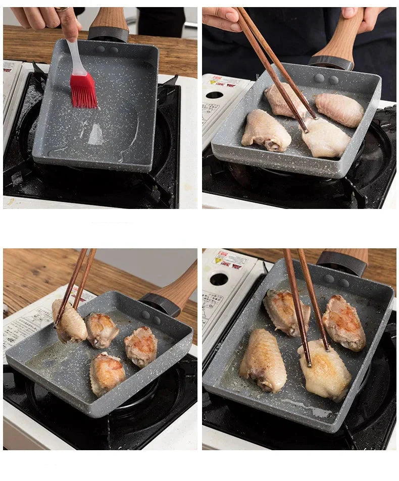 Non stick Frying Pan Tamagoyaki Omelette Egg Pan Kitchen Gas Cooker by Bowlift