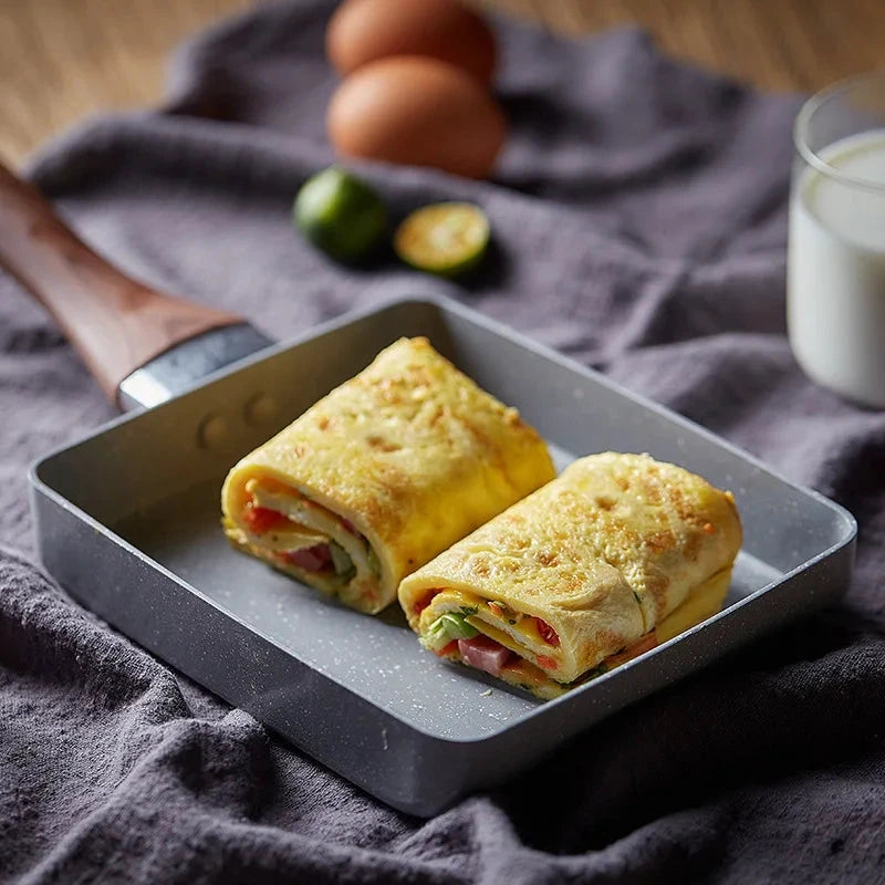 Non stick Frying Pan Tamagoyaki Omelette Egg Pan Kitchen Gas Cooker by Bowlift