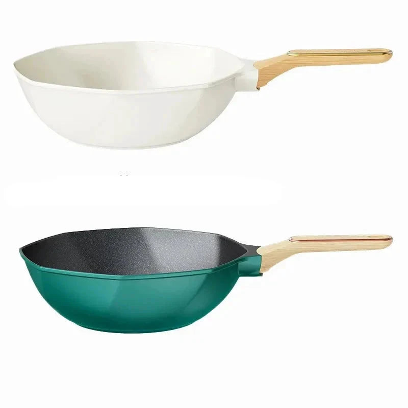 Non Stick Octagonal Wok Frying Pan with Lid Skillet Cook Pot by Bowlift