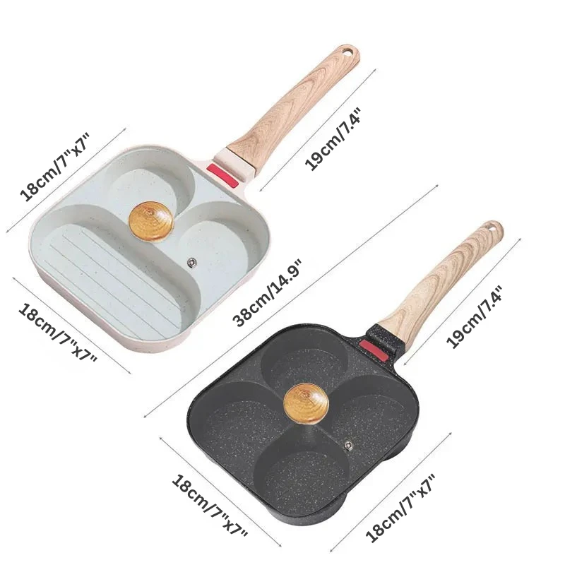 Nonstick Egg Frying Pan with Lid Kitchen Breakfast Grill Skillet by Bowlift