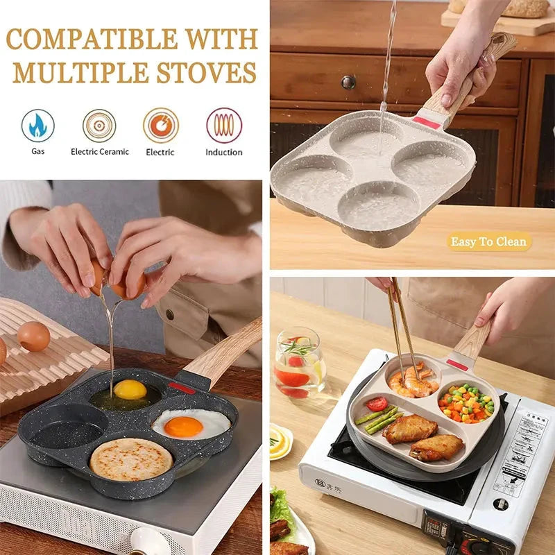 Nonstick Egg Frying Pan with Lid Kitchen Breakfast Grill Skillet by Bowlift