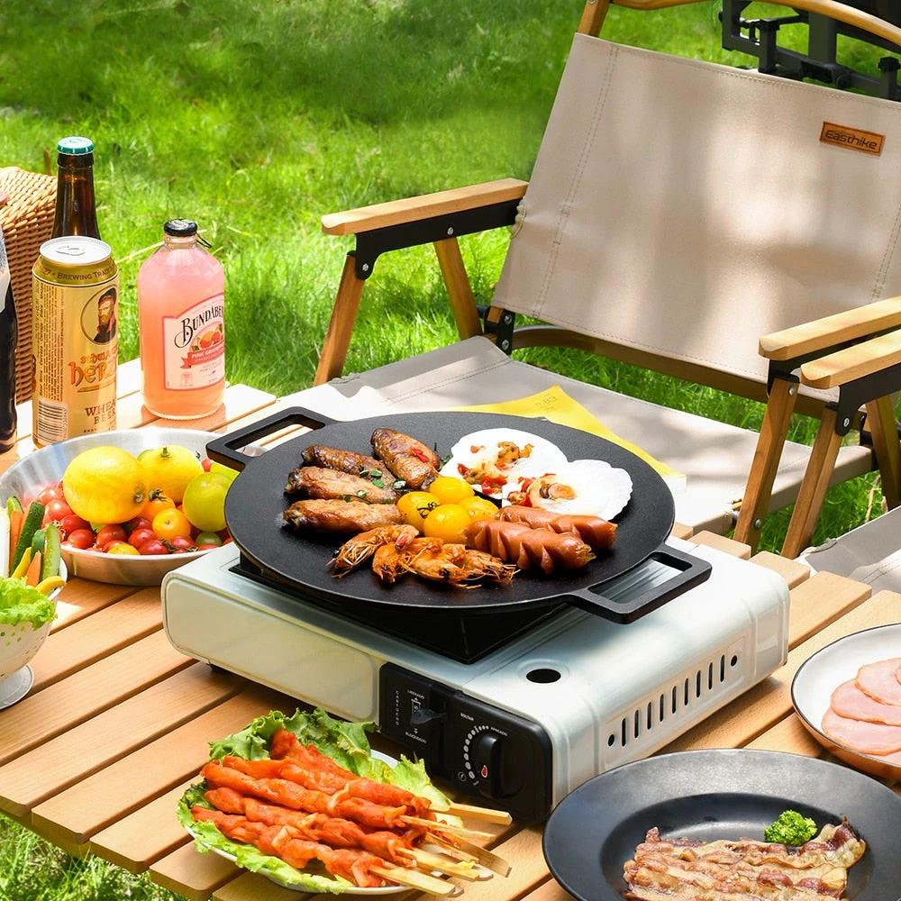 Nonstick Frying Pan Outdoor Cast Iron BBQ Plate Camping Grill Pan by Bowlift