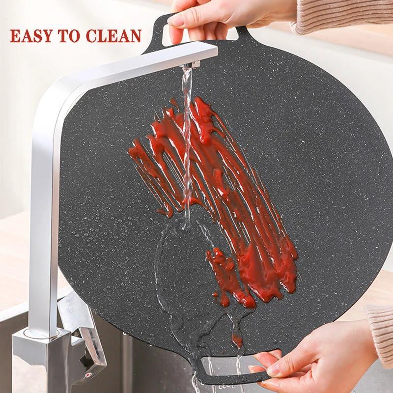 Nonstick Frying Pan Outdoor Cast Iron BBQ Plate Camping Grill Pan by Bowlift