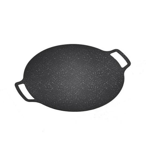 Nonstick Frying Pan Outdoor Cast Iron BBQ Plate Camping Grill Pan by Bowlift