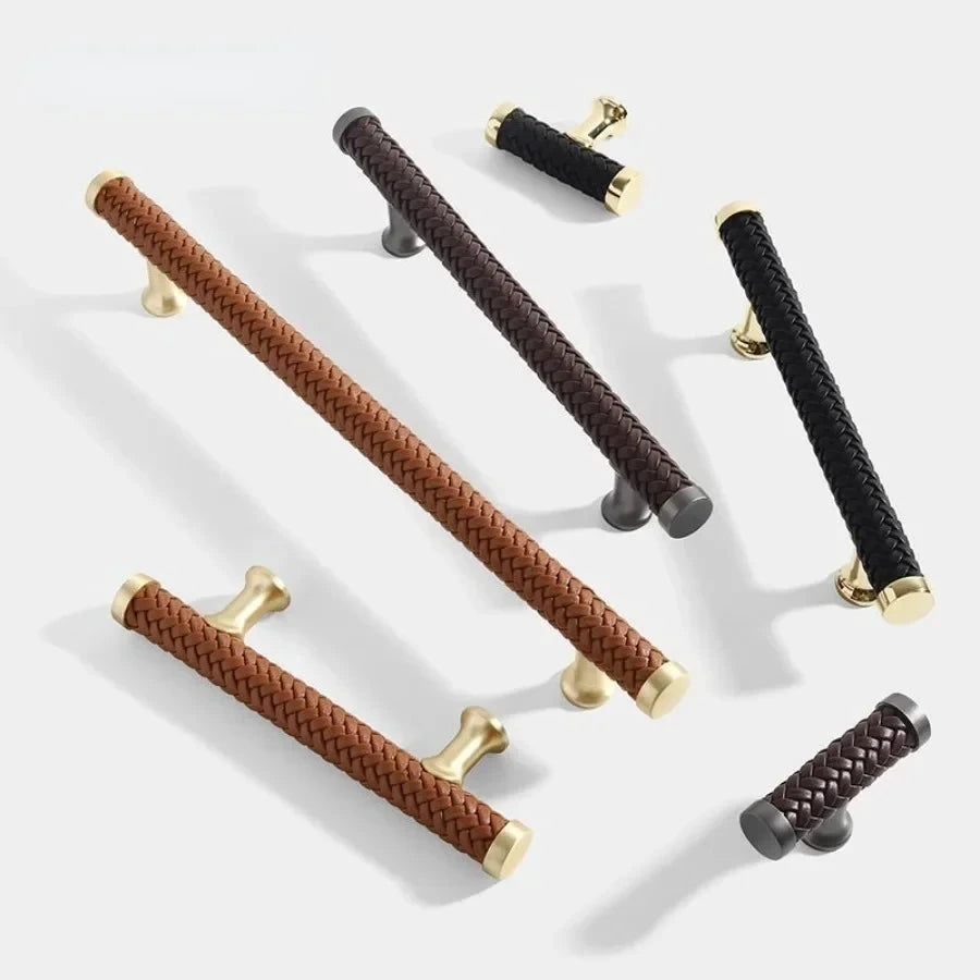 Nordic Leather Cabinet Handles Drawer Pulls for Wardrobe and Furniture by Bowlift