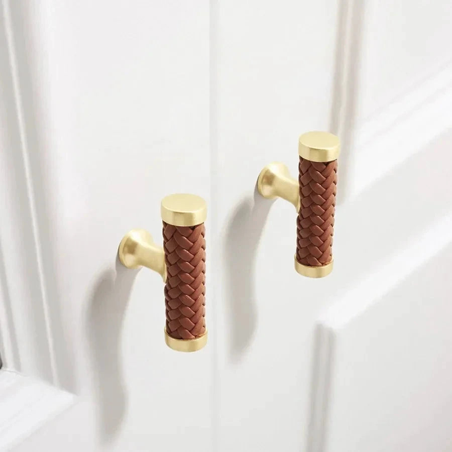 Nordic Leather Cabinet Handles Drawer Pulls for Wardrobe and Furniture by Bowlift