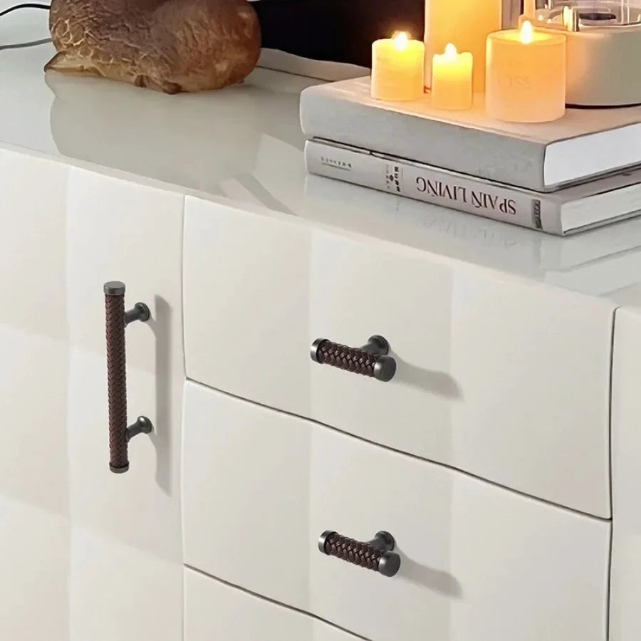 Nordic Leather Cabinet Handles Drawer Pulls for Wardrobe and Furniture by Bowlift