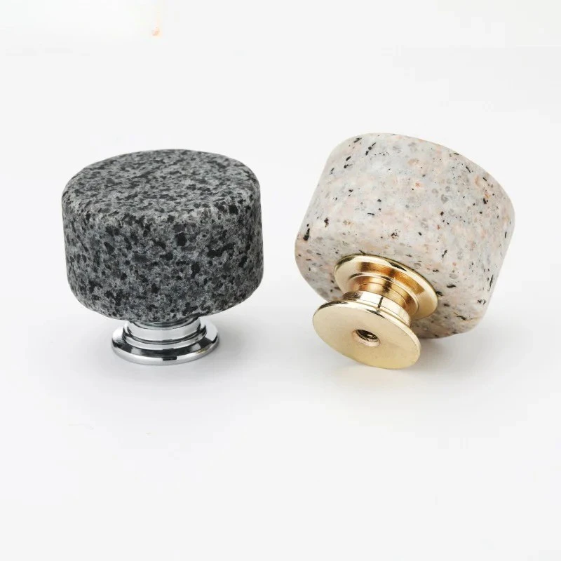 Nordic Marble Cabinet Knobs Aluminum Base Single Hole Drawer Pulls by Bowlift