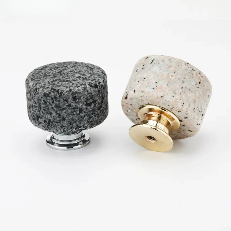 Nordic Marble Cabinet Knobs Aluminum Base Single Hole Drawer Pulls by Bowlift