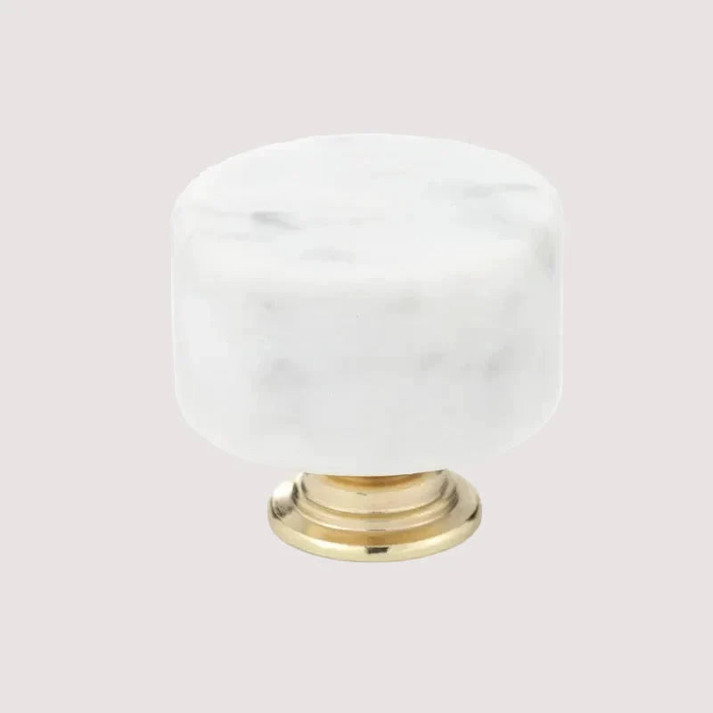 Nordic Marble Cabinet Knobs Aluminum Base Single Hole Drawer Pulls by Bowlift