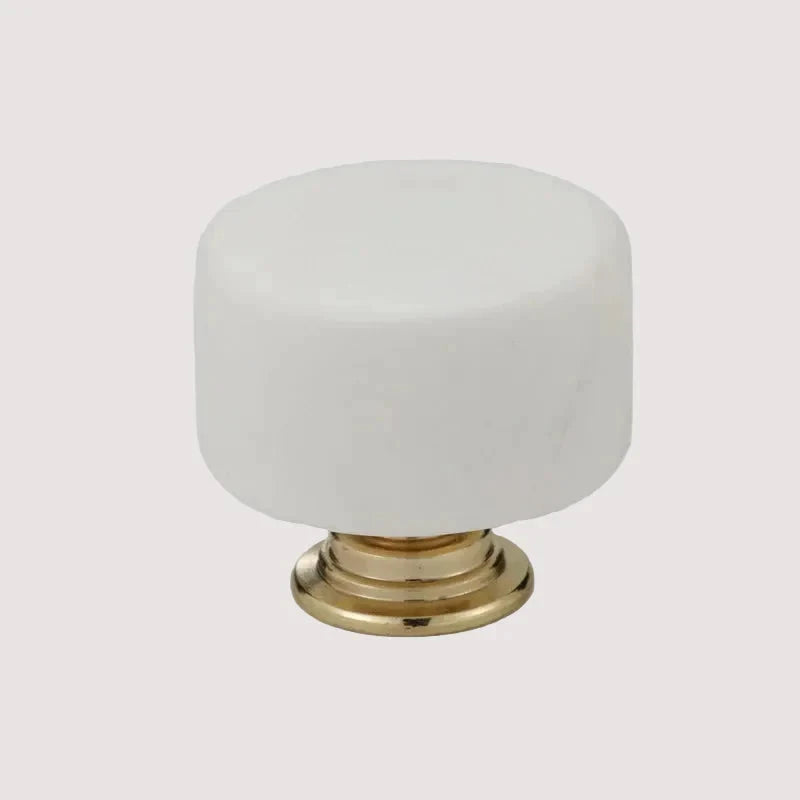 Nordic Marble Cabinet Knobs Aluminum Base Single Hole Drawer Pulls by Bowlift