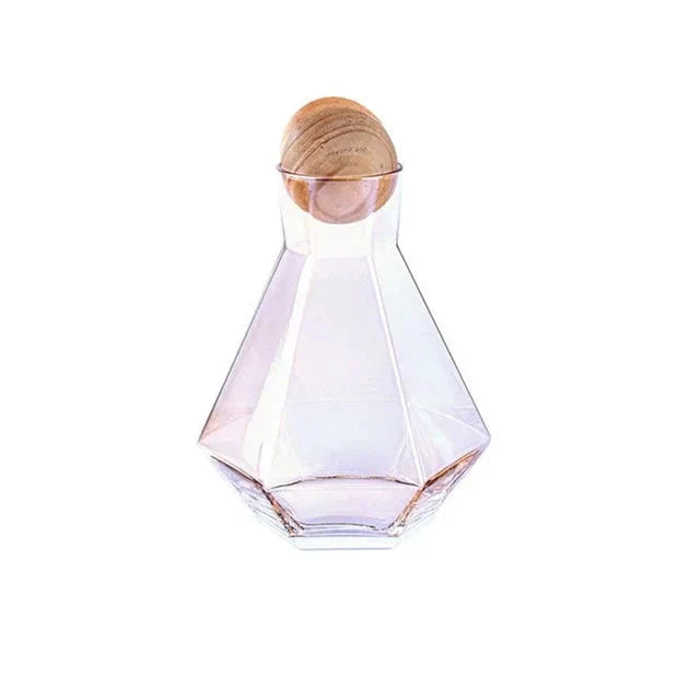 Nordic Prismatic Glass Carafe with Wooden Lid by Bowlift