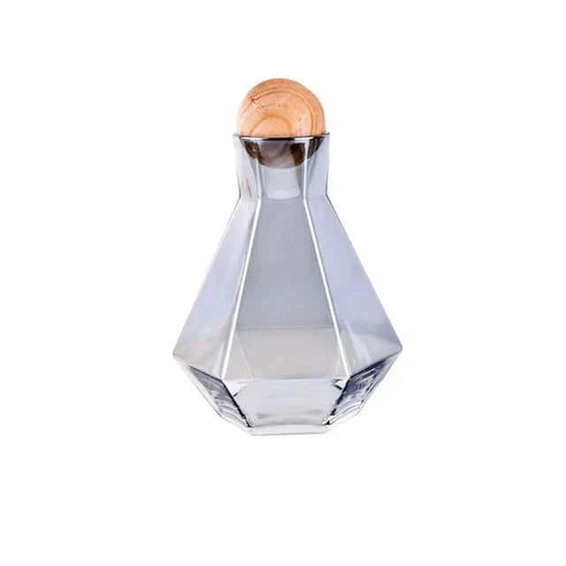 Nordic Prismatic Glass Carafe with Wooden Lid by Bowlift