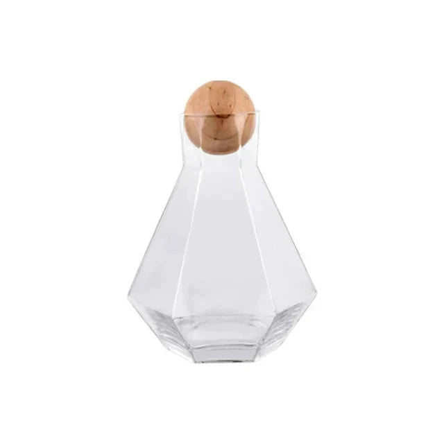 Nordic Prismatic Glass Carafe with Wooden Lid by Bowlift