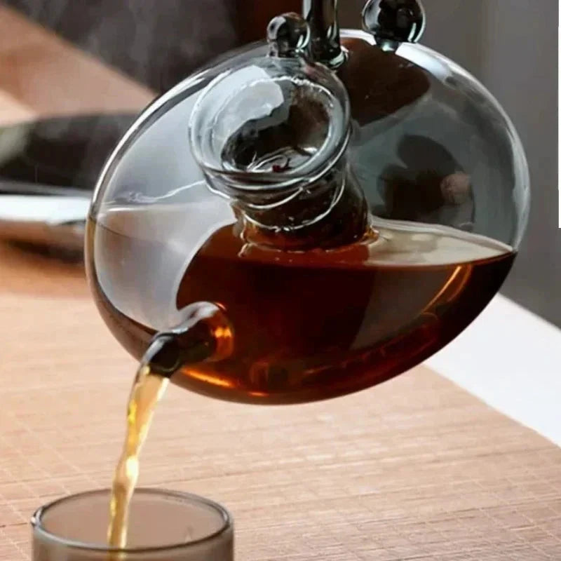 Nordic Style Heat Resistant Glass Tea Kettle with Infuser Teapot Set by Bowlift