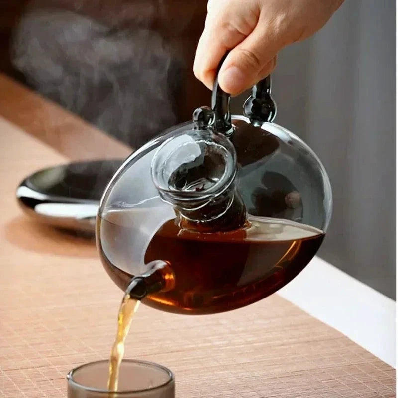Nordic Style Heat Resistant Glass Tea Kettle with Infuser Teapot Set by Bowlift