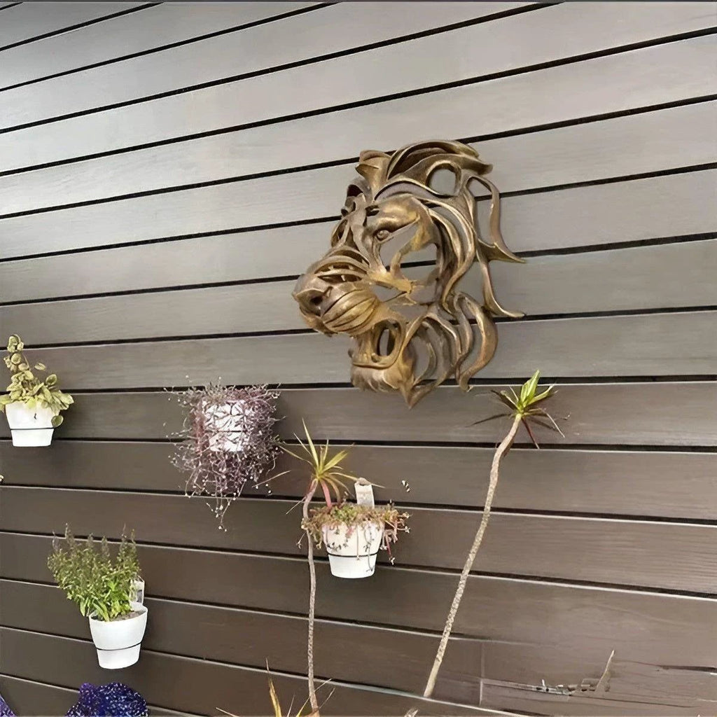 Exquisite gold-plated lion head wall sculpture Bowlift by Bowlift