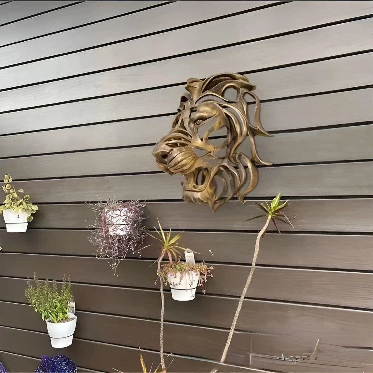 Exquisite gold-plated lion head wall sculpture Bowlift by Bowlift
