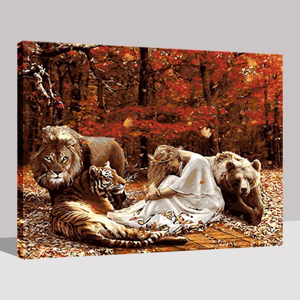 Lions, and Tigers, and Bears, Oh My! - Van-Go Paint-By-Number Kit by Bowlift