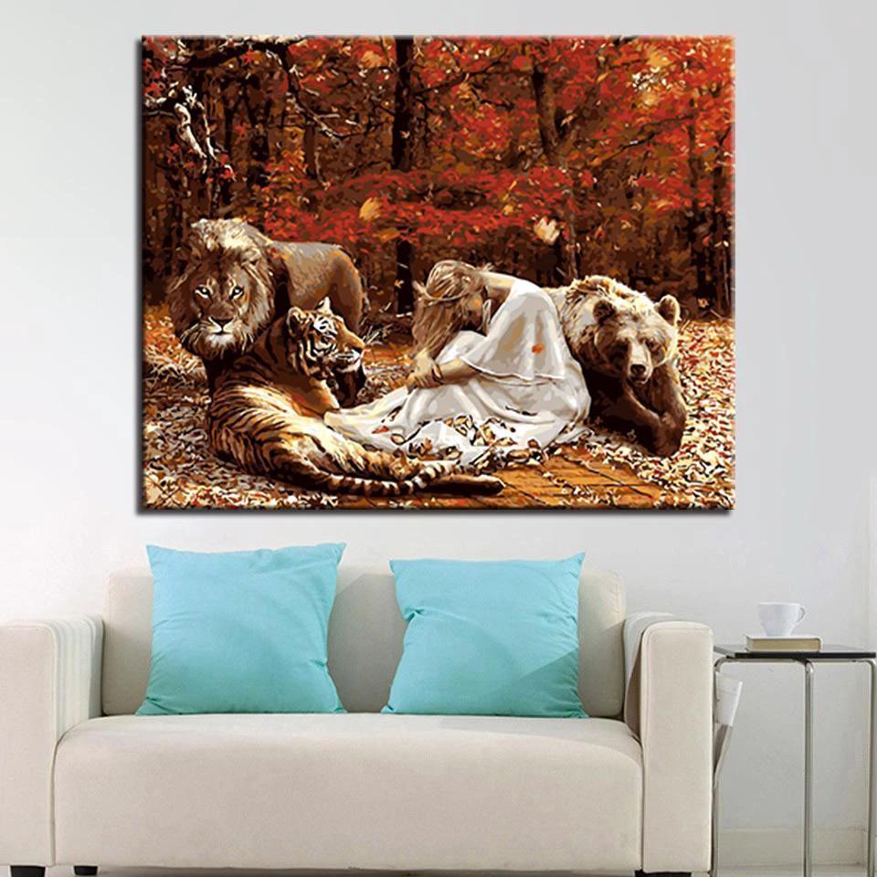 Lions, and Tigers, and Bears, Oh My! - Van-Go Paint-By-Number Kit by Bowlift