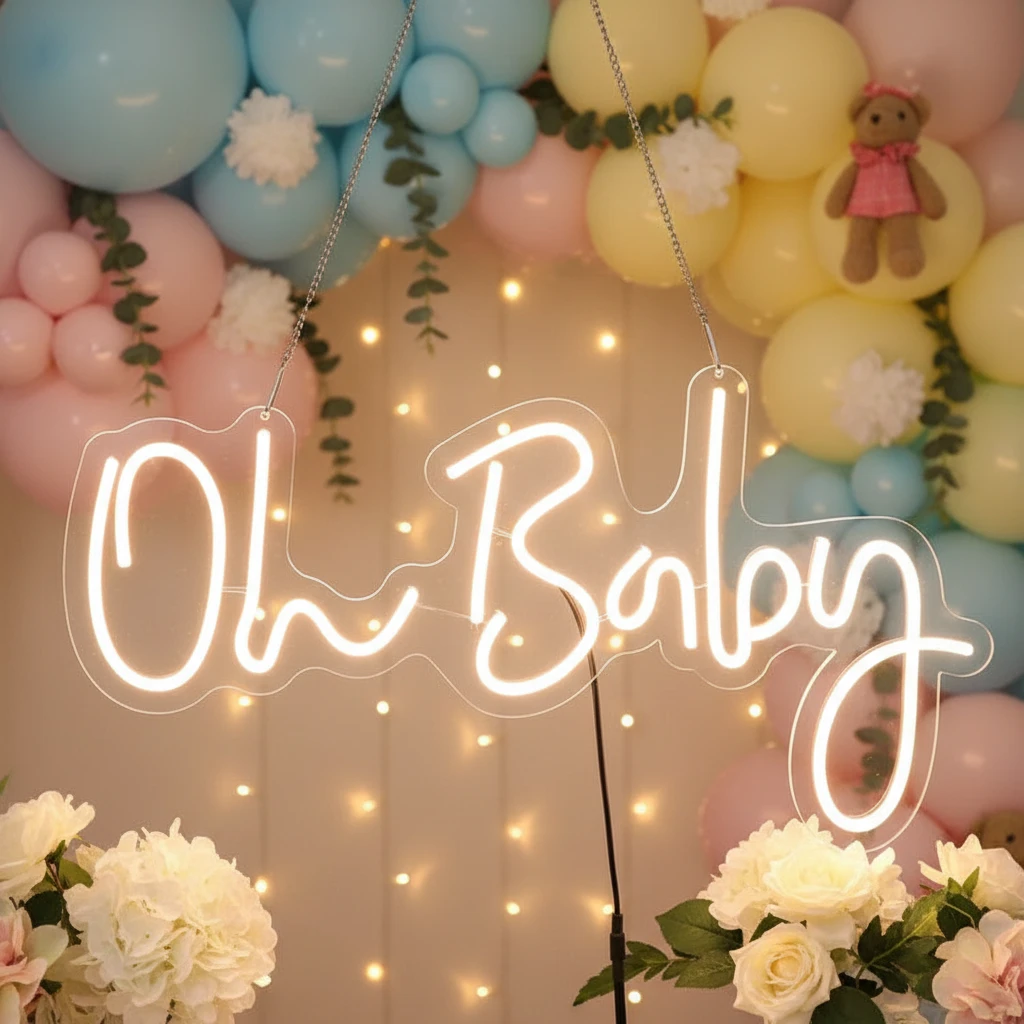 Oh Baby Neon Sign for Baby Shower Decoration by Neonchics
