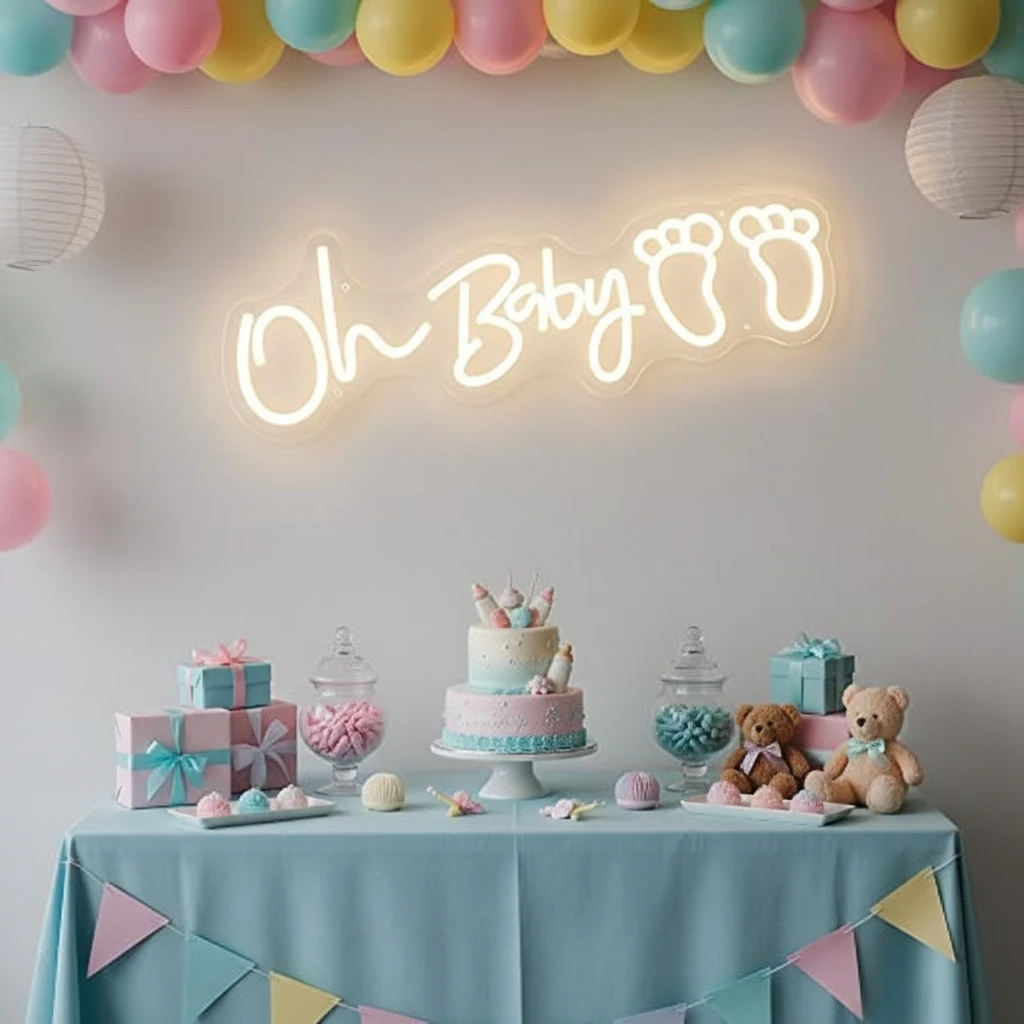 Oh Baby Neon Sign Custom Baby Shower Sign by Neonchics