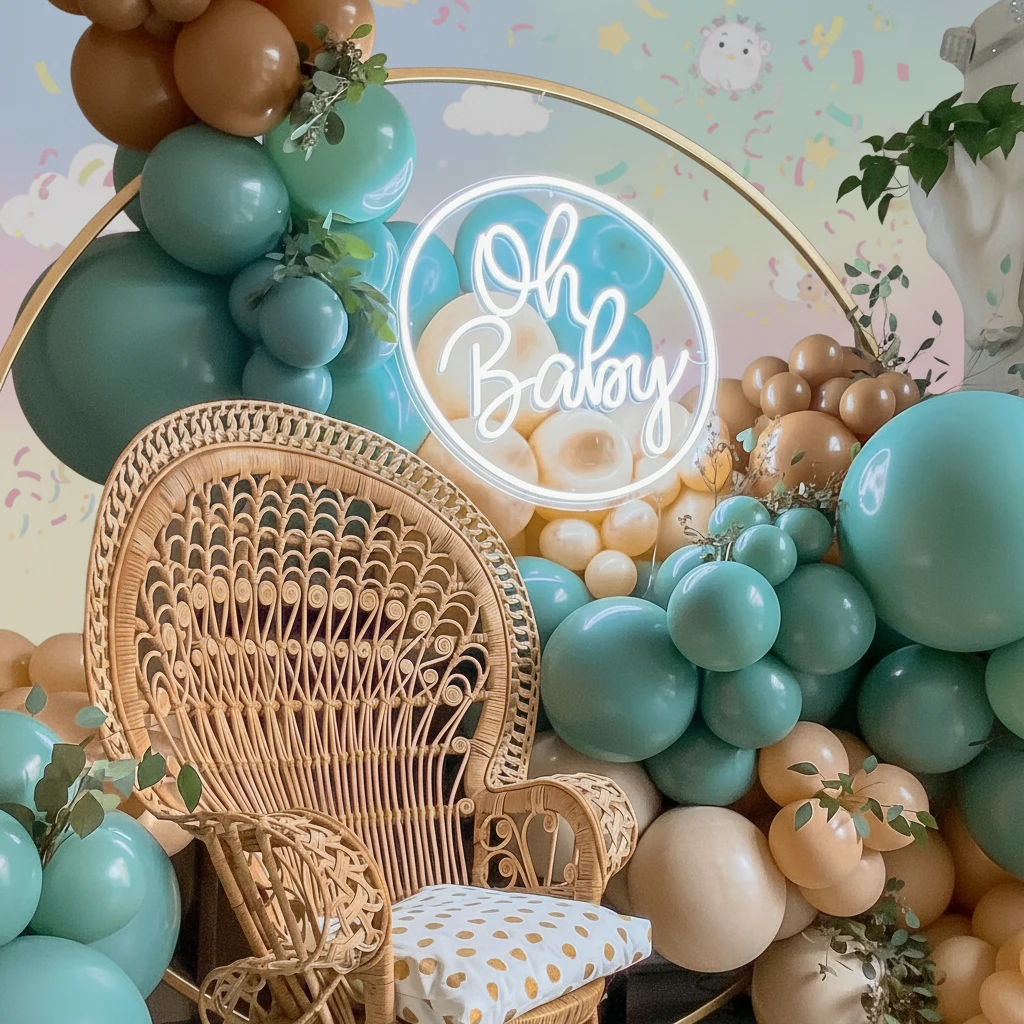 Round Oh Baby Neon Sign for Baby Shower Birthday Party Decor by Neonchics