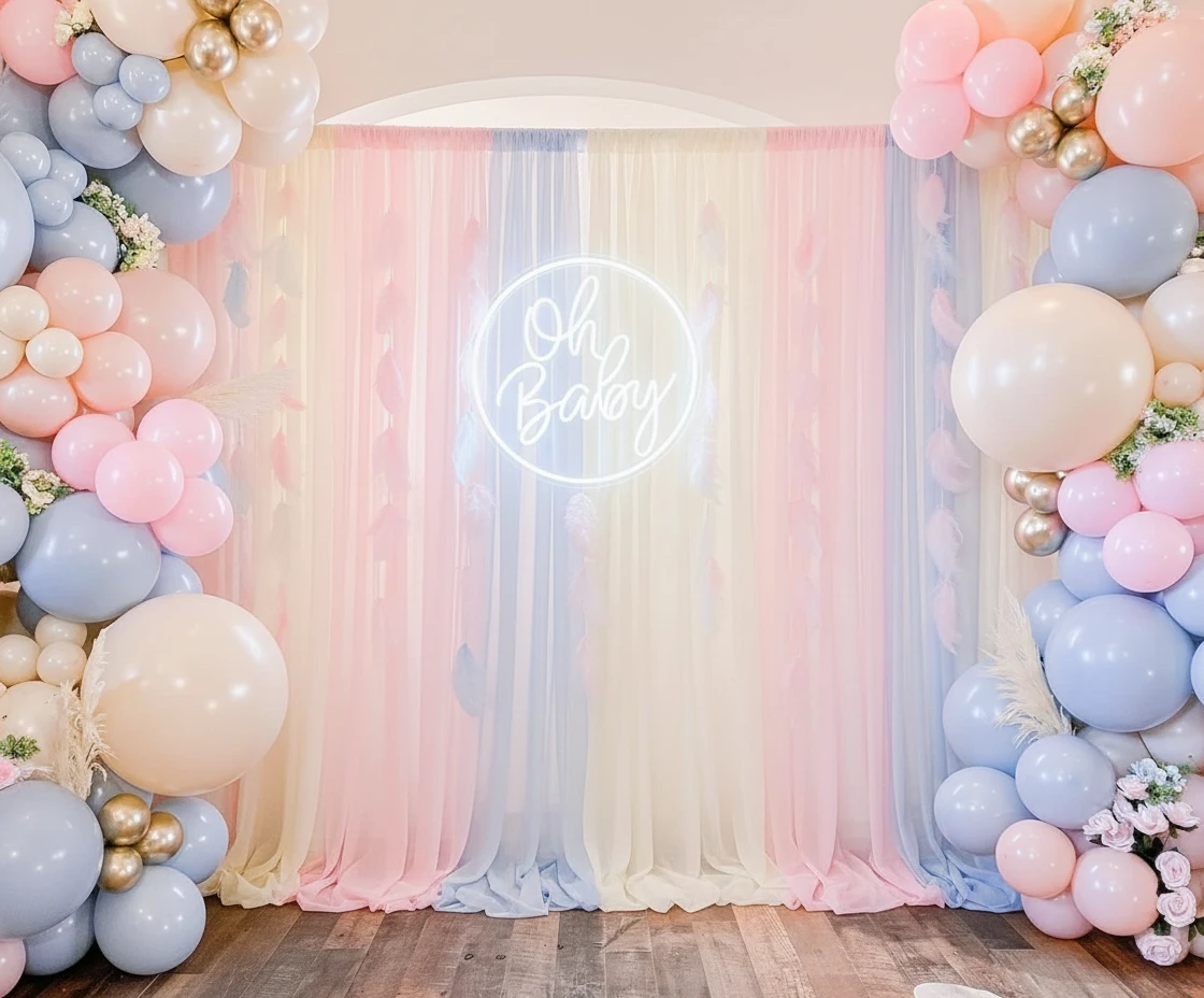 Round Oh Baby Neon Sign for Baby Shower Birthday Party Decor by Neonchics