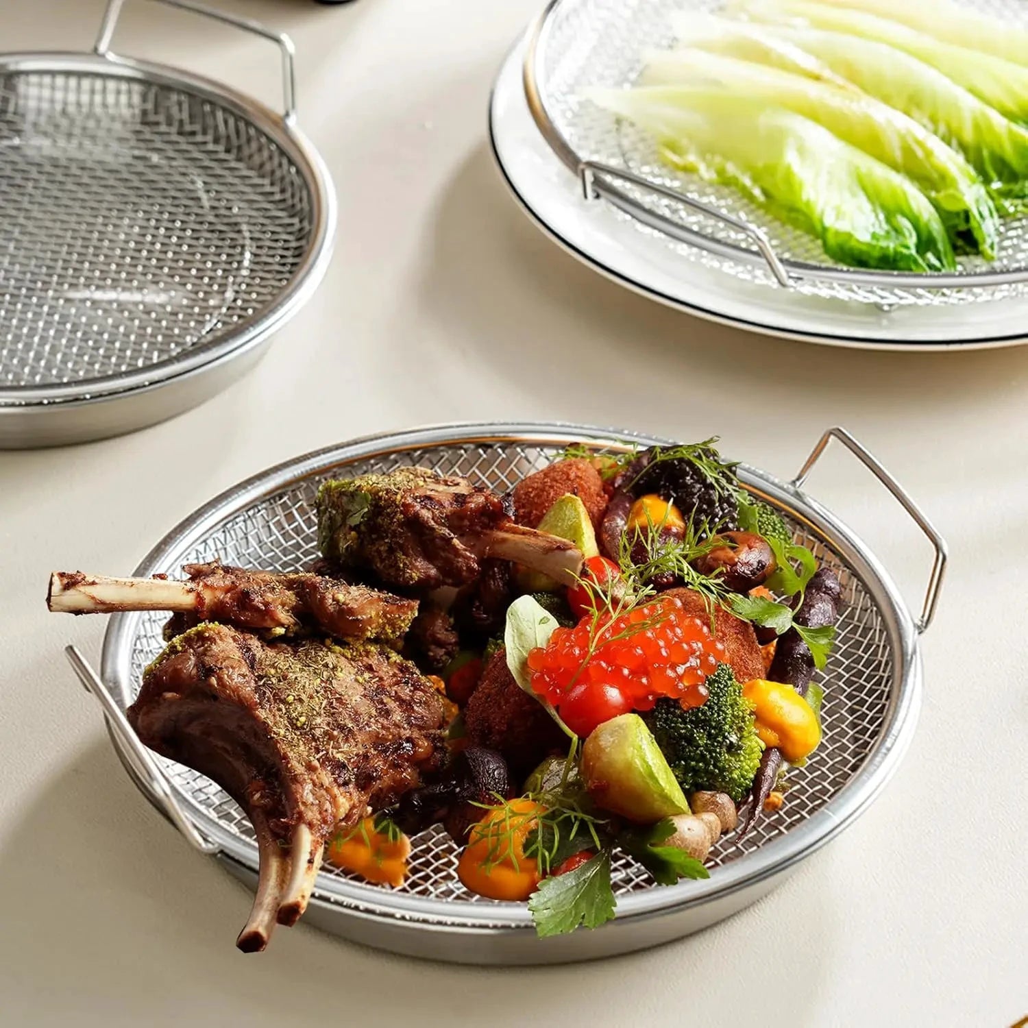 Oil Filter Tray Stainless Steel Air Fryer Mesh Pan Draining Basket by Bowlift