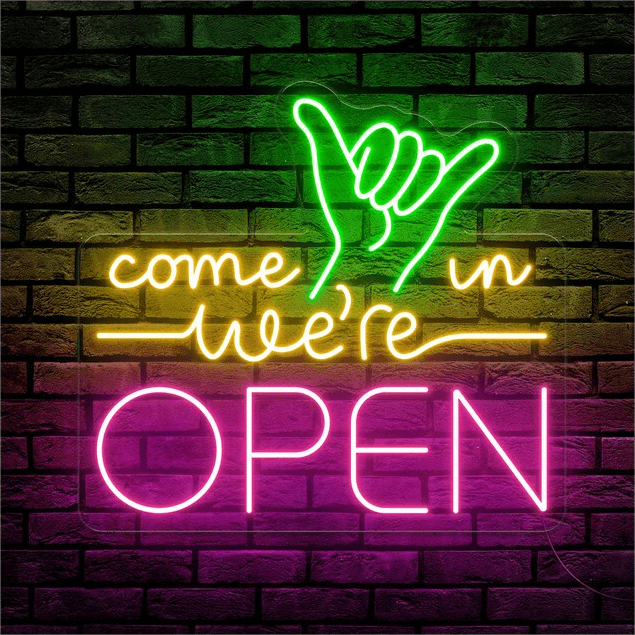 Come in We're Open Sign Bar Led Light Sign by Neonchics