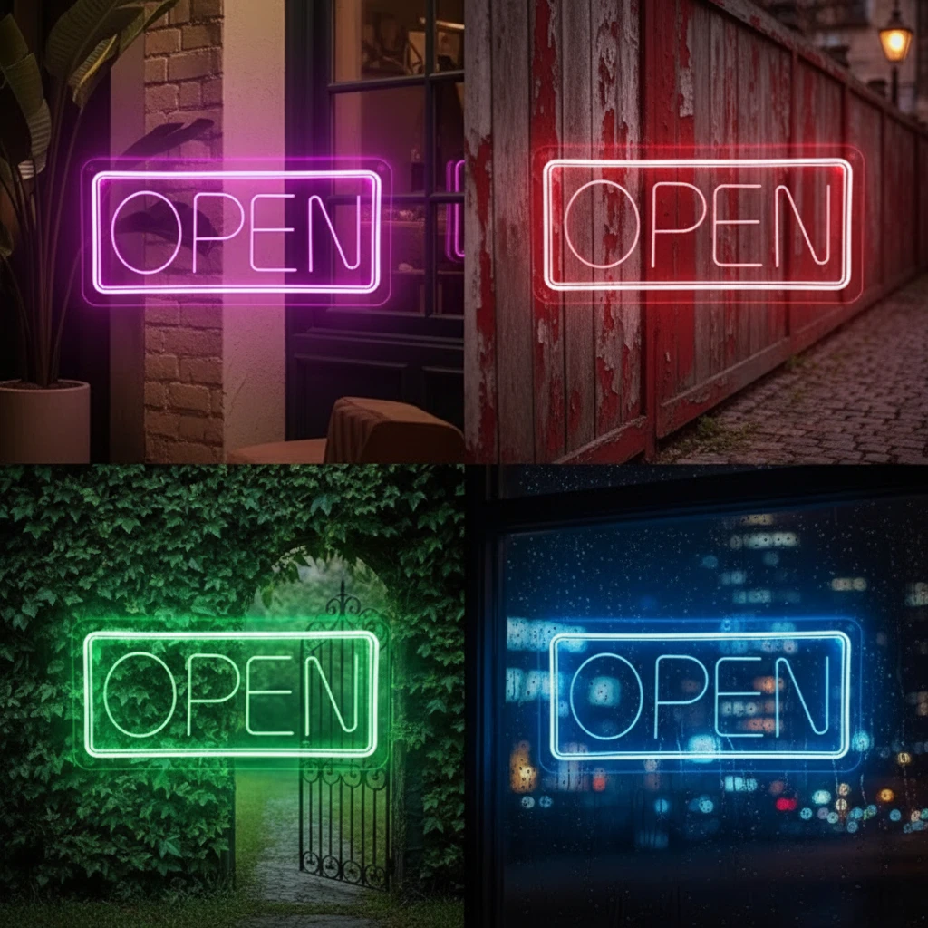 OPEN Welcome LED Neon Sign Custom Business Bar Sign by Neonchics