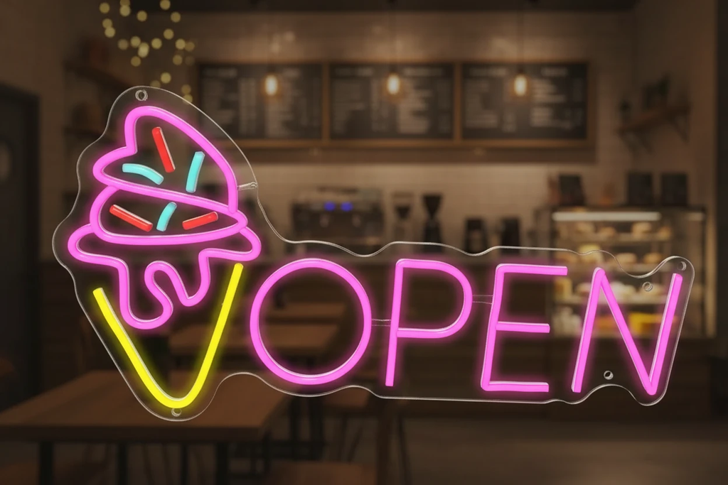 Neon Open Ice Cream Open Sign Custom Neon Sign by Neonchics