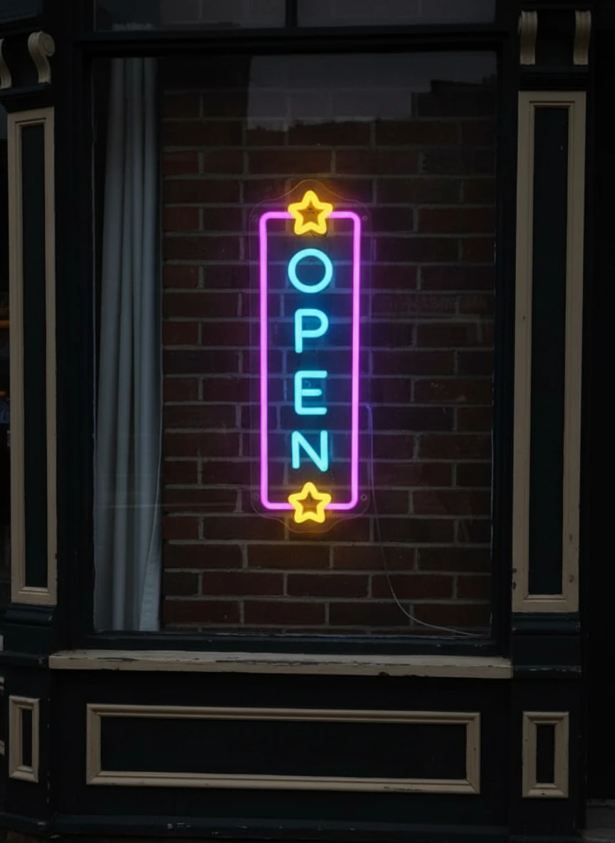 Vertical Open Led Neon Sign Business Shop Decor Sign by Neonchics