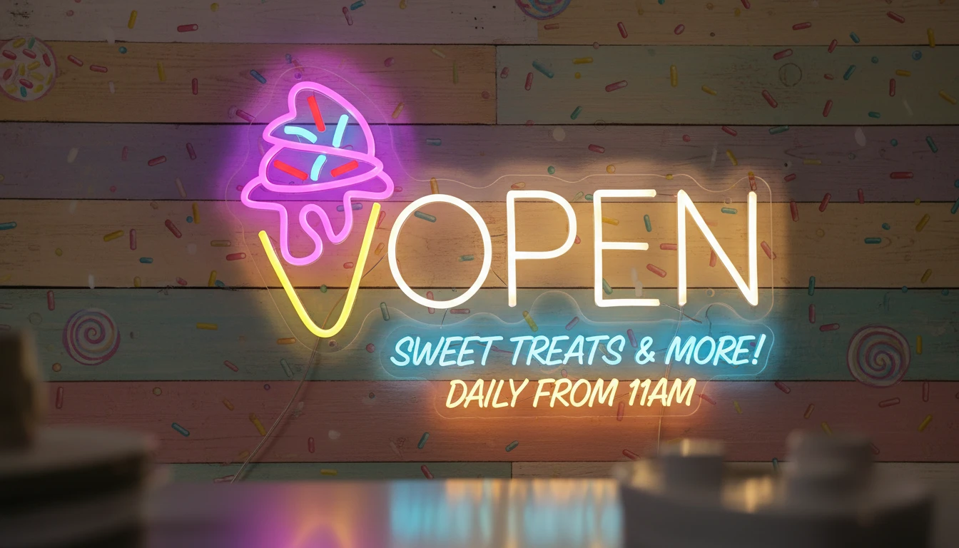 Neon Open Ice Cream Open Sign Custom Neon Sign by Neonchics