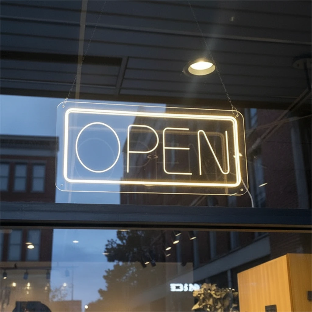OPEN Welcome LED Neon Sign Custom Business Bar Sign by Neonchics