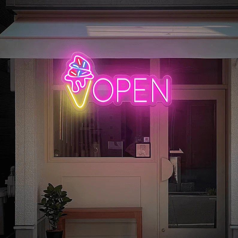 Neon Open Ice Cream Open Sign Custom Neon Sign by Neonchics